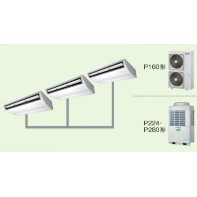 画像1: 北海道・青森・岩手・秋田・宮城・山形・福島・業務用エアコン　東芝　天井吊形　同時トリプル　ワイヤレス　リモコン　ACEC16076X2　P160（6馬力）　スマートエコR　三相200V　