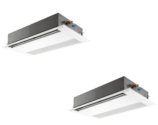 画像1: 北海道・青森・岩手・秋田・宮城・山形・福島・業務用エアコン 三菱 てんかせ1方向(標準パネル) スリムER 同時ツイン PMZX-ERP80SFF 80形(3馬力) 単相200V (1)