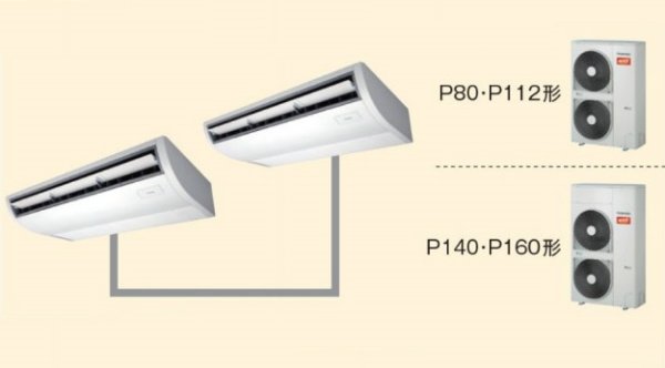 画像1: 北海道・青森・岩手・秋田・宮城・山形・福島・業務用エアコン 東芝 寒冷地向けエアコン 天井吊形 ワイヤレス リモコン 同時ツイン ACHB11272X2 P112(4馬力) 三相200V 寒冷地用スーパーパワーエコ暖太郎 (1)